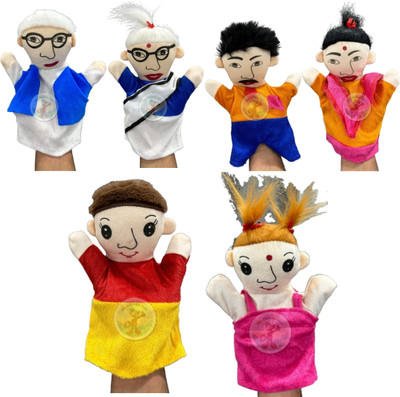 Ritu Shubhman's Creation Storytelling Family Hand Puppets For Kids - Size 25 cm Hand Puppets(Pack of 6)