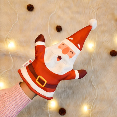 Indigifts Xmas Gift Box For Fun Santa Printed Red Hand Puppet, Puppet Toys for Kids Hand Puppets(Pack of 1)