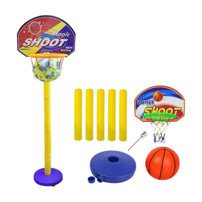 Synlark Basket Balls for Kids, Height Adjustable Kit Indoor and Outdoor Game Basketball Net (Multicolor) Basketball
