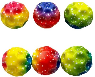 AEC AEC Super Infinity Crazy Bounce Moon Rainbow Ball(Blue Yellow (Pack of 6) Crazy Ball