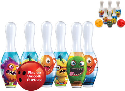 Synlark Fun with Monsters Bowling Play Toy Set with 6 Bottles and 2 Balls Game for Kids Bowling