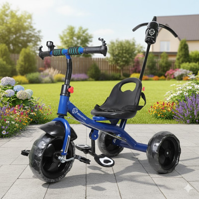 BRAVETOT Blue Learn-to-Ride Trike - Safe & Sturdy with Detachable Handle BLUE_TODDLER Premium NEW Tricycle(Blue)