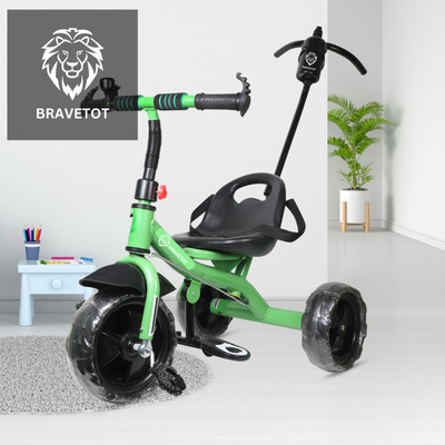 BRAVETOT BLACK COLOR PARENT HANDLE FOR TODDLERS AND BABY GREEN_TODDLER002 Tricycle(Green)