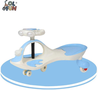 LOL-FUN Ride-on with Frog Face | Lights and Sounds BABY KIDS CAR FROG WHITE Tricycle(Blue, White)
