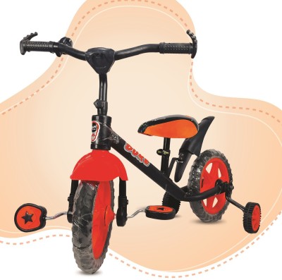 EVOSHINE Dash Star Bicycle for Kids with Pillion Wheels Smart Plug /Boys/Girls (Orange) 12 T Recreation Cycle(Single Speed, Orange)