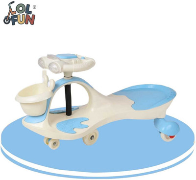 LOL-FUN Ride-on with Storage Basket baby 1to 4 yeas | Lights and Sounds BABY CAR FOR KIDS WHITE BLUE Tricycle(Blue, White)