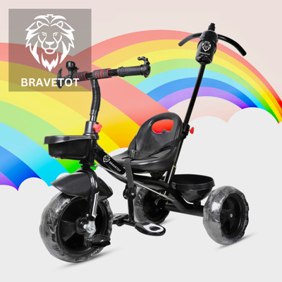 BRAVETOT Kids Tricycle with Parental Steering BLACK BASKET HANDLE MODEL 01 Tricycle(Black)