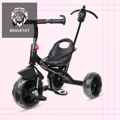 BRAVETOT Black color parent handle for toddlers and baby BLACK_TODDLER004 Tricycle(Black)