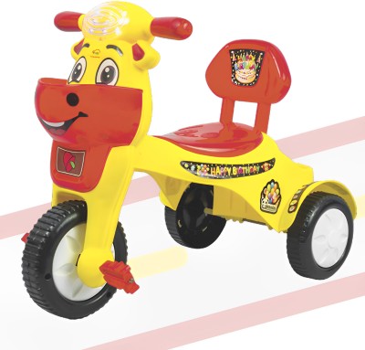 DANDLES Musical Happy Birthday Kids Tricycle with Light, Back Rest & Storage basket for 2 to 5 Years Tricycle(Yellow)
