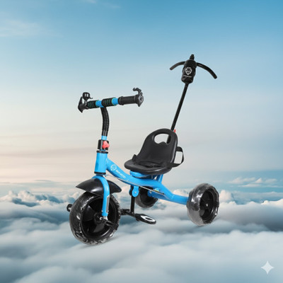 BRAVETOT Blue Learn-to-Ride Trike - Safe & Sturdy with Detachable Handle LIGHT BLUE_TODDLER Tricycle(Blue)