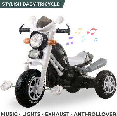 KIDS FIRST STEP Bike for Kids | Music Horn | Multicolour Lights | Cycle for 3-6 Years Boy & Girl Pedal Tricycle(Black, White)