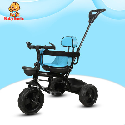 Baby Smile Tricycle with Parental Handle | Armrest and for Ages (1-5 years) ST 04 BLUE Tricycle(Blue, Black)