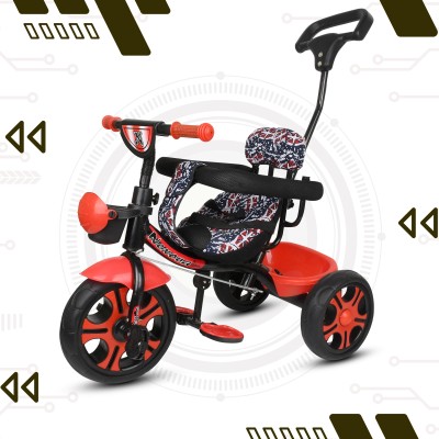 Dugri Kids Tricycle with Parental Push Handle,Storage Basket,Seat Belt,Footrest N-1 Red Tricycle For Age 1-5 Years Baby Boy or Baby Girl Tricycle(Red)