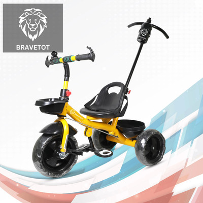BRAVETOT BABY TRICYCLE WITH PARENT HANDLE2 YELLOW BASKET HANDLE_002 Tricycle(Yellow)