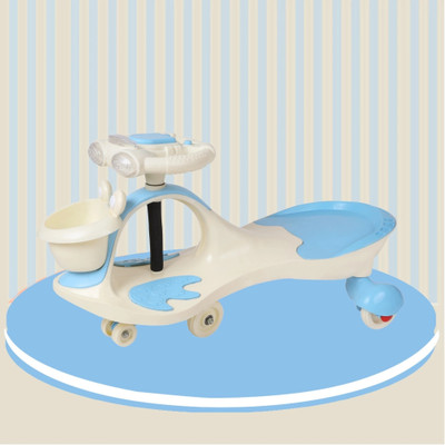 CREW4 Magic Swing Car with Music 360 Degree Rotating Handle Ride On for Kids with bucket magic car for baby kids Tricycle(Blue, White)