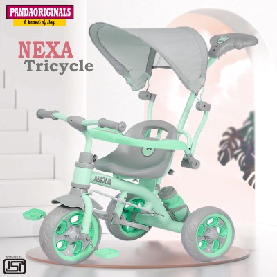 Pandaoriginals Super Tricycle For Kids, Age 2-5 yrs, weight capacity 50kgs 3 IN 1 Tricycle With Canopy, Parent Handle, Sipper, Footrest, Safety Railing Tricycle(Green)