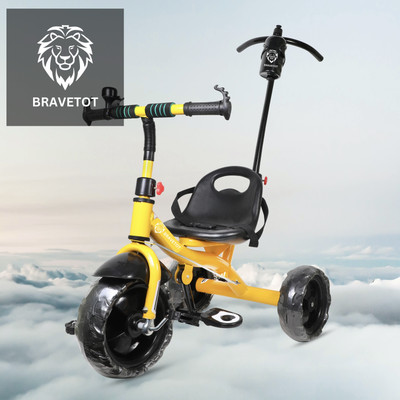 BRAVETOT BLACK COLOR PARENT HANDLE FOR TODDLERS AND BABY 002 Trike YELLOWTODDLER Tricycle(Yellow)