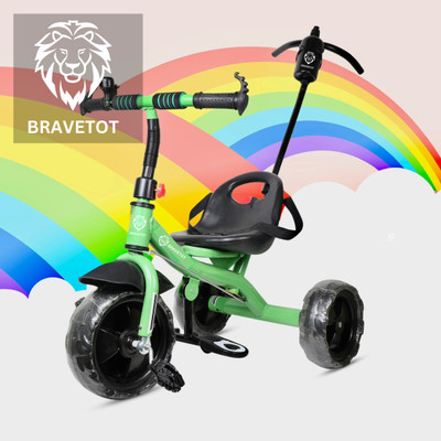 BRAVETOT BRAVETOT BLACK COLOR PARENT HANDLE FOR TODDLERS AND BABY-11 Tricycle {GREEN} GREEN_TODDLER Tricycle(Green)