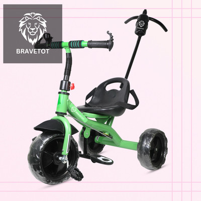 BRAVETOT BLACK COLOR PARENT HANDLE FOR TODDLERS AND BABY GREEN_TODDLER004 Tricycle(Multicolor)