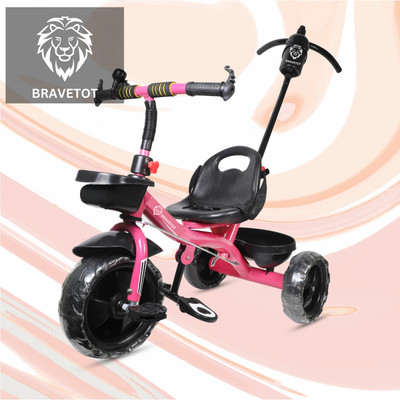BRAVETOT BABY TRICYCLE WITH PARENT HANDLE LIGHTBLUE_BASKET_03 Tricycle(Pink)