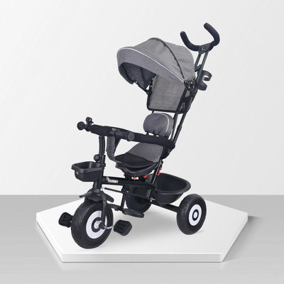 R for Rabbit Tiny Toes T40 Ace Kids Cycle with 360° Rotatable Seat, Basket and Canopy TCTT40AGB3 Tricycle(Grey, Black)