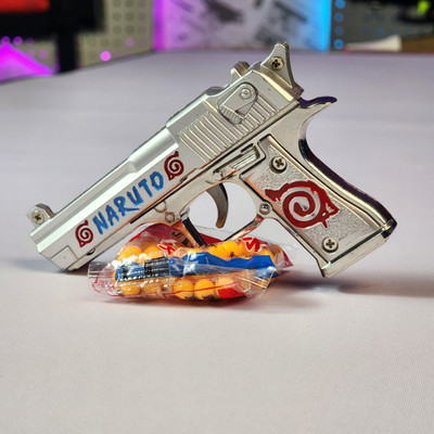 RSG Naruto Mini Metal Air Gun Toy with 100 BB Bullets & Dart Board for Kids Guns & Darts(Silver)