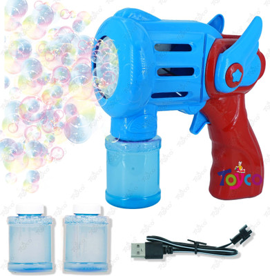 Toyco 15 Holes Unlimited Bubble Machine RECHARGEABLE Toy Gun with Two Refill Bottles__ Guns & Darts(Multicolor)