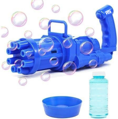 Just97 8 Hole Bubble Maker Gatling Bubble Gun Machine Toy for Kids Bubble Solution A38 Water Gun(Multicolor)
