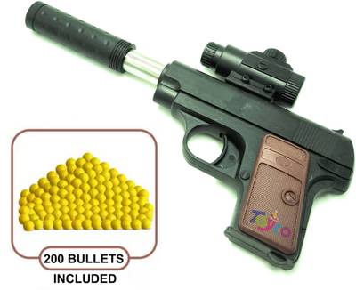 Toyco Mouser Pistol Toy Shooting Gun with Suppressor & 200 Plastic Bullets for age 15+ Guns & Darts