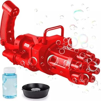 Just97 8 Hole Bubble Maker Gatling Machine Toy for Kids Solution A31 Water Gun(Multicolor)