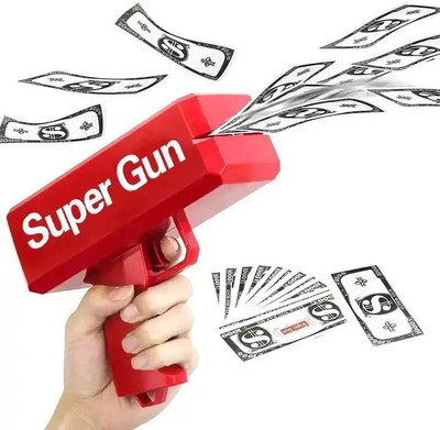 Mayne Super Cannon Money Play Gun Toy Gun for Kids and Adults 1 Bundle of Fake Dollar Money Gun(Red)
