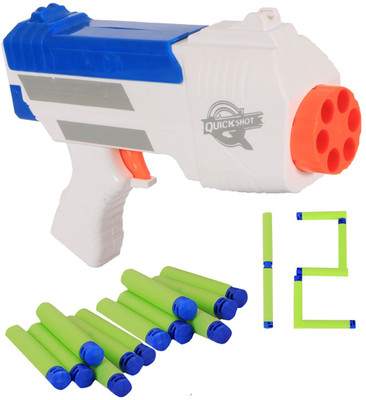 Toyspree QuickShot Bolt White Dart Blaster with 12 Darts Guns & Darts(White)