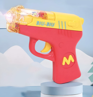 Toyco Biu-Biu Toy Gun with Moving Top Loader, Cool Flashing Lights & Sound for Kids Guns & Darts(Multicolor)