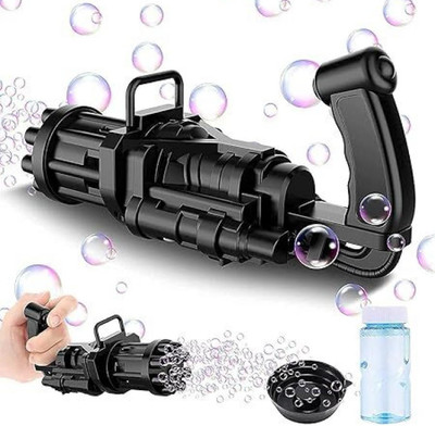 WCE Bubble Gun for Kids with 8 Hole Gatling Bubble Machine Gun Water Gun(Black)