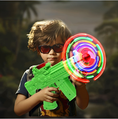 Zenex store Space Gun Toy with Rotatable LED Fan | Dynamic Music Light Effect Gun for Kids Guns & Darts(Multicolor)