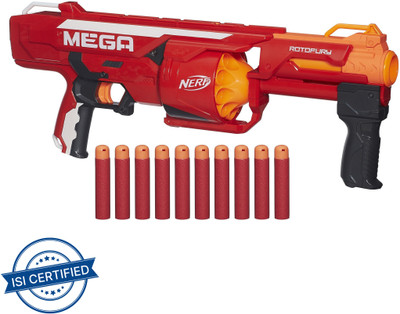 Nerf Mega RotoFury Blaster,10-Dart Rotating Drum,Pump Action Blasting,Incl. 10 Darts Guns & Darts(Multicolor)