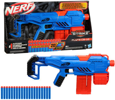 Nerf Alpha Strike Flyte CS-10 Motorized Blaster,10-Dart Clip Blasting, Incl. 20 Darts Guns & Darts(Multicolor)
