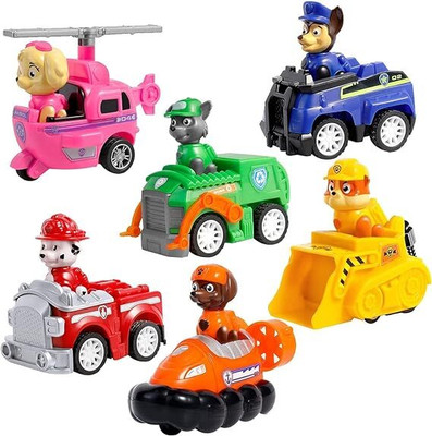 DattireFas Big Size Paw Patrol Set Toys for Kids Boys and Girls 6PCs Pup with Vehicles Toys Guns & Darts(Multicolor)