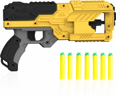 333MART High Performance Six Fire Gun, Toy Blaster Gun With 6 Dart Rotating Drum Guns & Darts(Yellow)