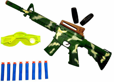 Richuzers Military Style Combat Shooting Toy Gun With 8 Foam Soft Bullets and Goggles Guns & Darts(Multicolor)