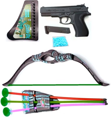 Dynamic Retail Global Gun Toys for Boys With Bullets, Archery Bow Arrows, Blaster Guns Darts 0.568q Guns & Darts(Multicolor)
