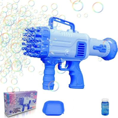 AP KIDS Bubble Gun |32 Holes Super Rocket Bubble Making Toy Gun with Bubble Solution Water Gun(Blue)