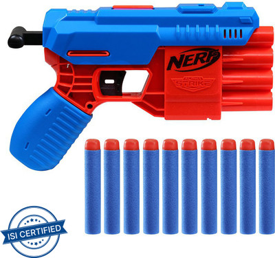 Nerf Alpha Strike Fang QS-4 Blaster , 4-Dart Blasting ,Fire 4 Darts in a Row -10 Official Elite Darts ,Easy Load-Prime-Fire Guns & Darts(Multicolor)