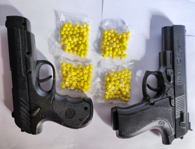 Pinatela Combo of 2 pcs mini mouser toy gun || Two diffrent mouser gun with 240 bullet Guns & Darts(Black)