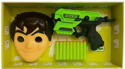 Kidzkollection Ben 10 Gun with Light Mask || Blaster Gun For Kids Darts & Plastic Bullets(Multicolor)