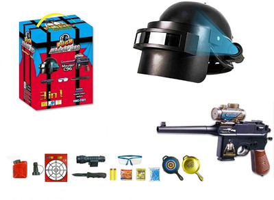 GKNEX new 3 in 1 Pubg Airdrop Bag Toy Series with Helmet, Airdrop Bag Complete Set Darts & Plastic Bullets(Multicolor)