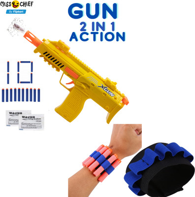 Miss & Chief Combo of 2 in 1 X-Shot Blaster Toy Gun with 10 Soft Foam Darts & 1 Hand Strap Guns & Darts(Multicolor)