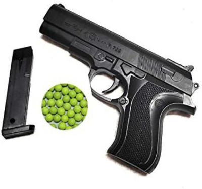 JSSHOME Black Pistol 729 Plastic Toy Gun with 8 Round 6 mm Plastic..50-60 BB Bullets Guns & Darts(Black)