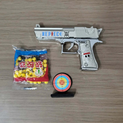 RSG One Piece Metal Air Gun Toy with 100 BB Bullets & Dart Board for Kids Guns & Darts(Silver)