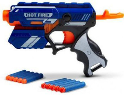 Rubela Blaze Storm Manual Bullet Shooting Gun Toy with 10 Soft Foam Bullet Guns & Darts(Blue)